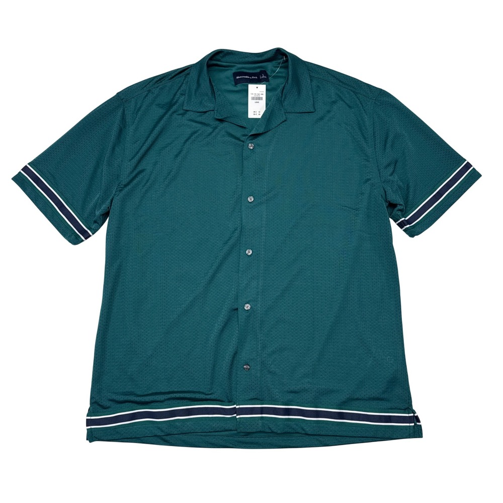 Abercrombie & Fitch Jersey Shirt Mens Size Large‎ Green Baseball Varsity NEW